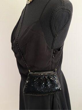 Vintage Y&S Black Metal Mesh Evening Bag Chain Purse 80s 90s Crossbody